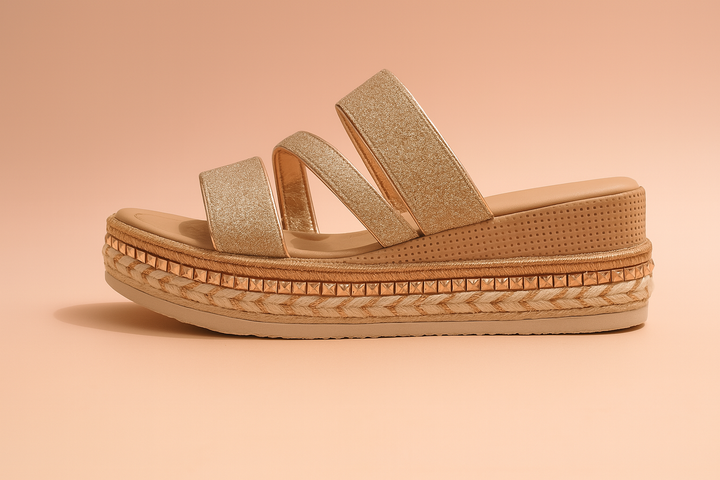 Dominika | Skinnende platåsandaler 0