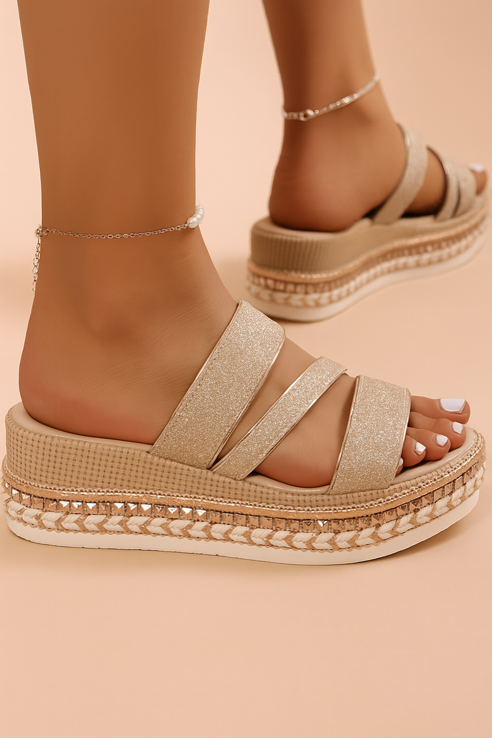 Dominika | Skinnende platåsandaler 1