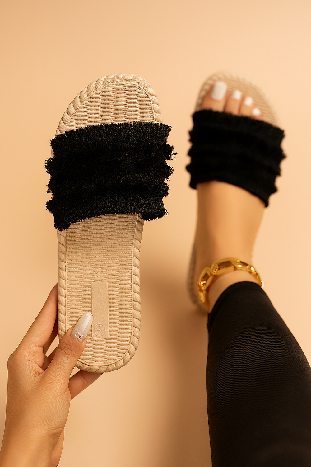 Zuzanna | Stilige flip-flops med frynser 1